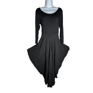 COMFY USA Size Medium Midi Dress  Balloon Crinkled Hem artsy Lagenlook